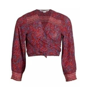 Fall Veronica Beard Floral Red Wrap Top